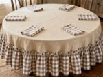 Linen & Gingham Ruffle Tablecloth Set - Image 2