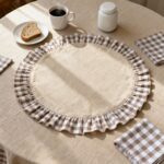 Linen & Gingham Ruffle Tablecloth Set - Image 3